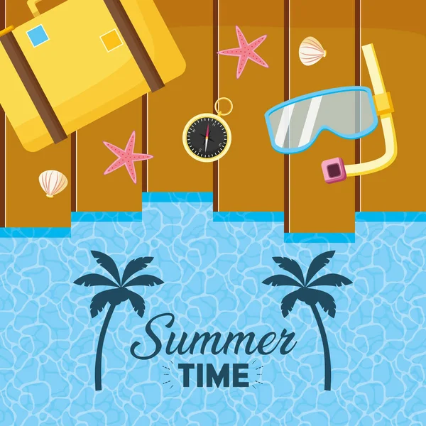 Summer time holiday beach poster — Stock Vector