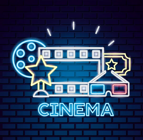 Tiempo de la película neón — Vector de stock