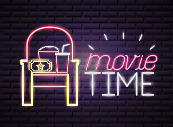 Tiempo de la película neón — Vector de stock