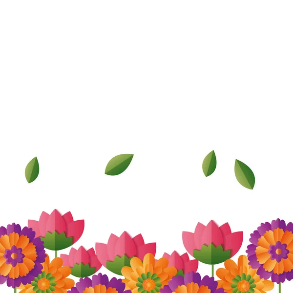 Borde flores florales — Vector de stock