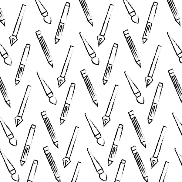Creatividades herramientas pincel lápiz pluma patrón — Archivo Imágenes Vectoriales