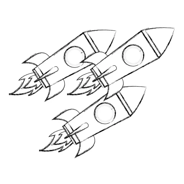 Three rockets space travel exploration — Stock Vector