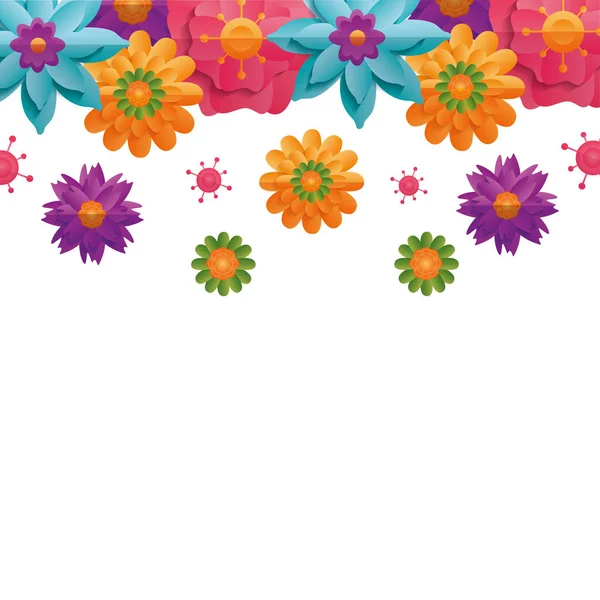 Borde flores florales — Vector de stock