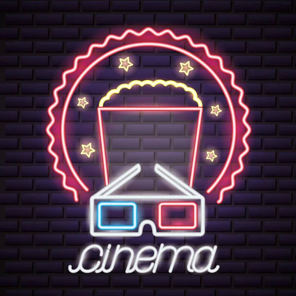 Movie time neon — Stock Vector