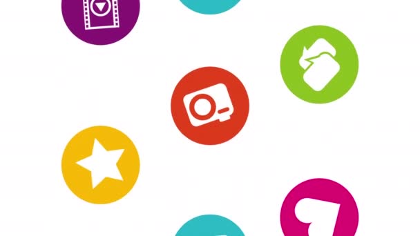 Sociala medier teknik med set ikoner regn — Stockvideo