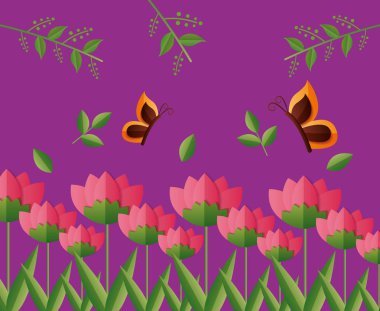 çiçekler kelebek bahar