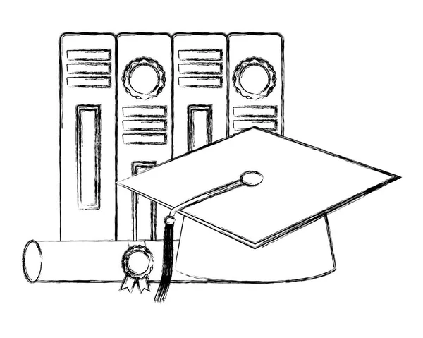 学校卒業帽子証明書と書籍 — ストックベクタ