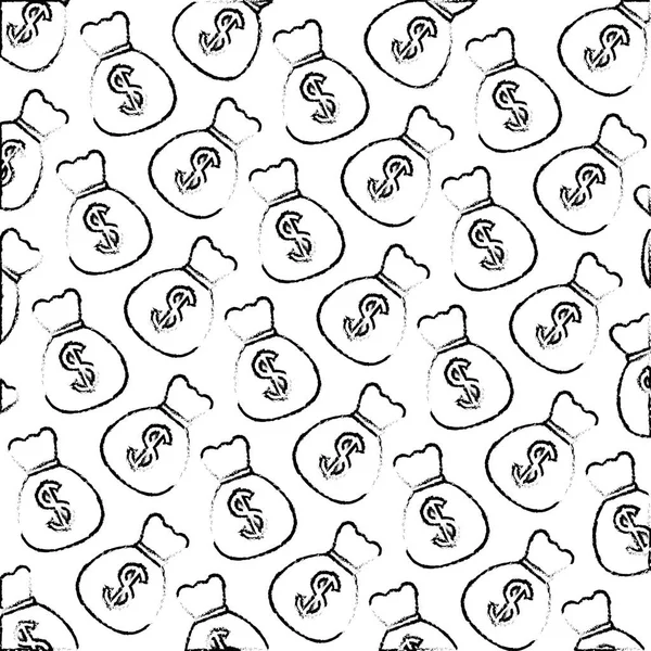 Bag money dollar currency bank pattern — Stock Vector