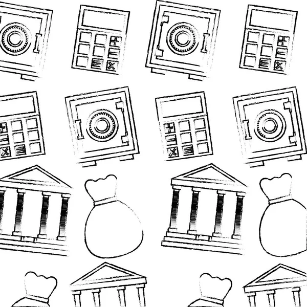 Modèle de calculatrice de coffre-fort de sac d'argent bancaire d'affaires — Image vectorielle