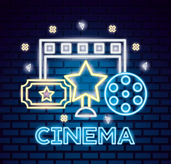 Neon Movie czas — Wektor stockowy