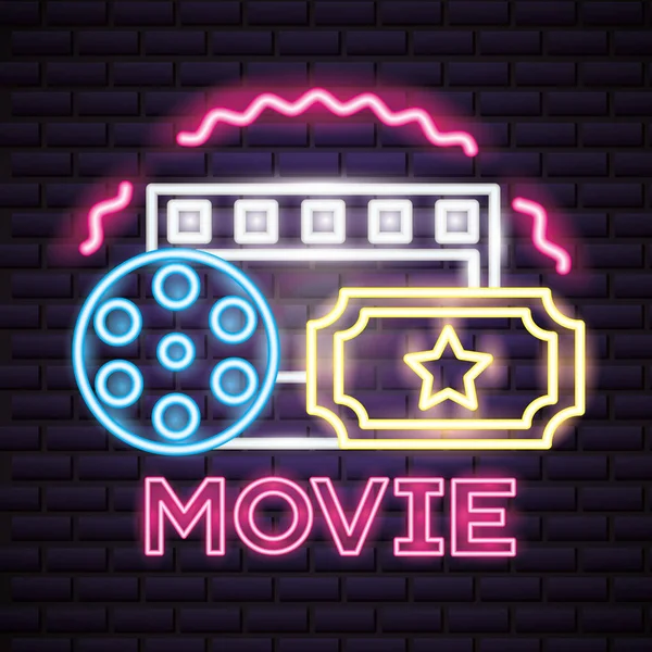 Neon Movie czas — Wektor stockowy