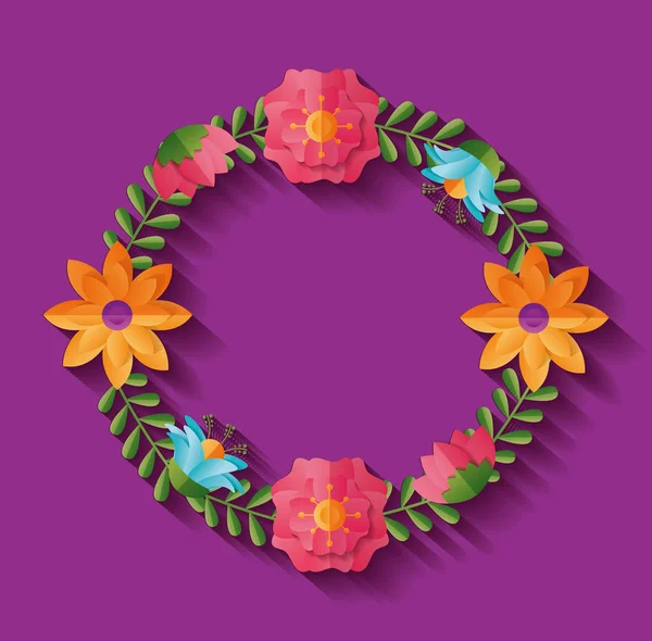 Décoration de couronne de fleurs — Image vectorielle