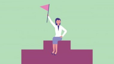 iş kadını podyumda avatar karakter oturan