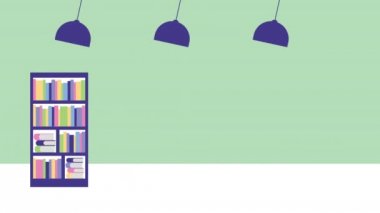 Kütüphane avatar karakter ile konuşan işadamı