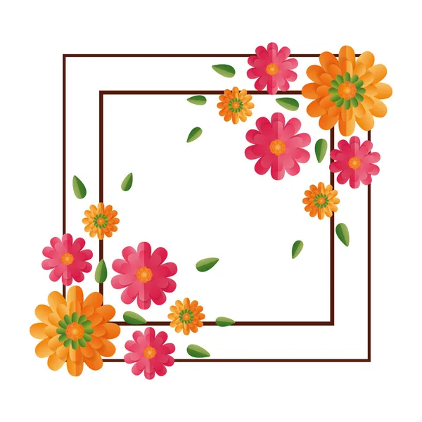 Marco decoración flora flores — Archivo Imágenes Vectoriales