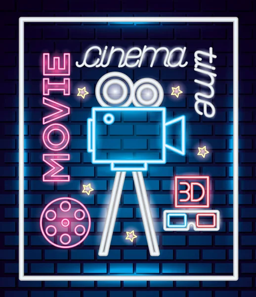 Film tijd neon — Stockvector