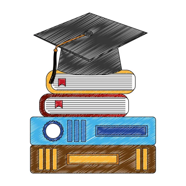 Graduation hat school books — Stock Vector