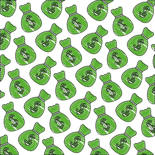 Bag money dollar currency bank pattern — Stock Vector