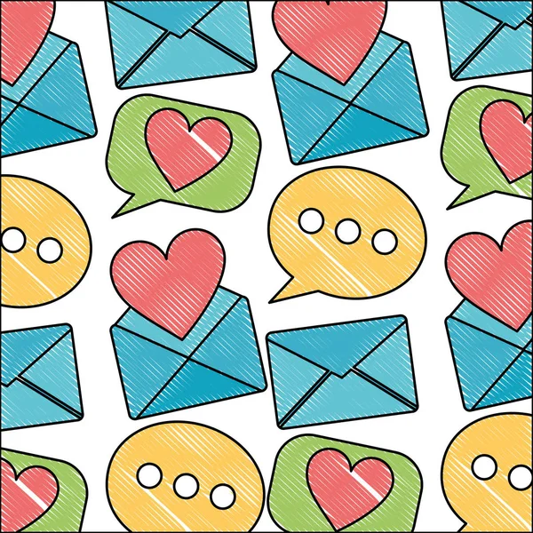 Nachricht Mail Liebe Herz Sprechblasenmuster — Stockvektor