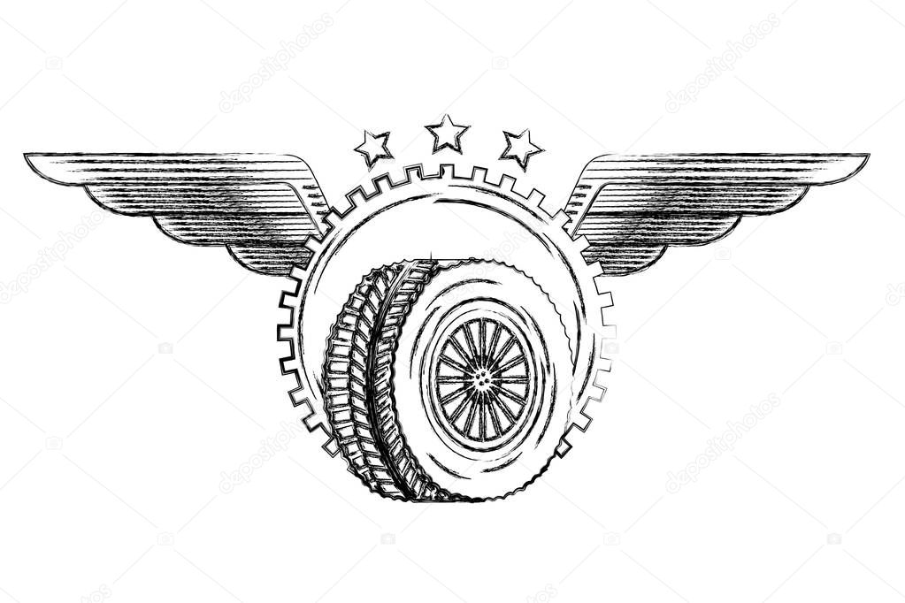 industry automotive wheel car gear wings emblem