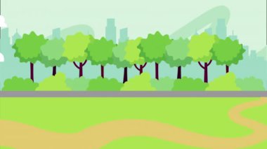 Park manzara sahne, 4k video animasyon