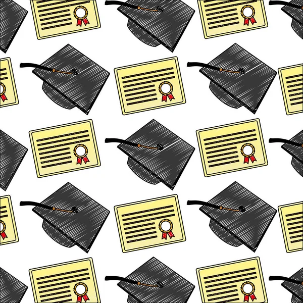School afstuderen hoed en diploma achtergrond — Stockvector