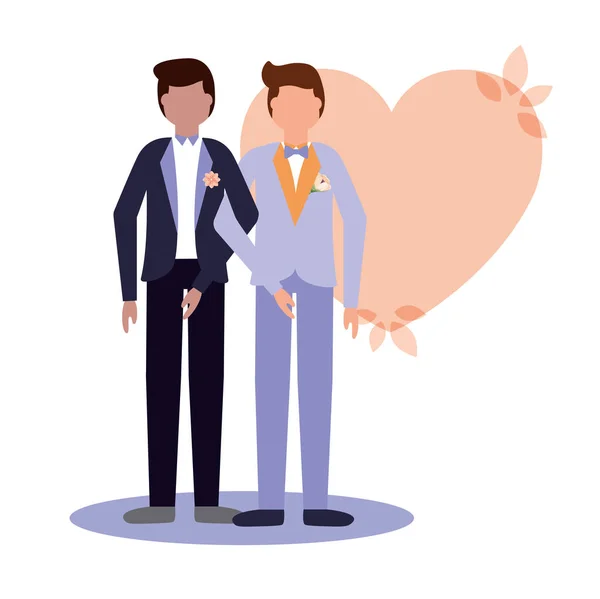 Gay matrimonio coppia vector design — Vettoriale Stock