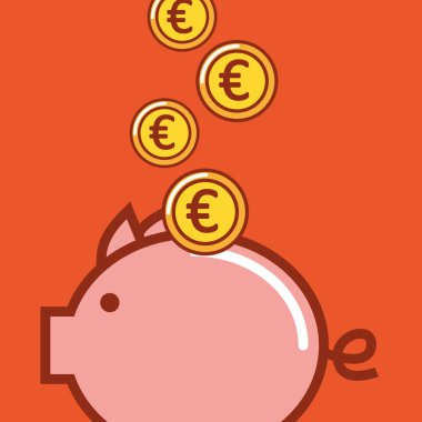 Kırmızı arka plan tasarımı üzerinde para simgesi