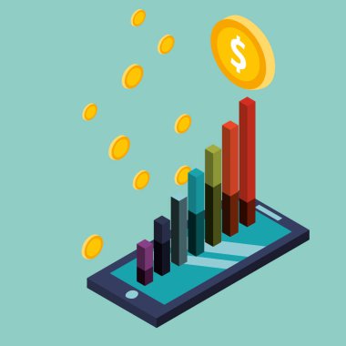 Mavi arka plan tasarımı üzerinde para simgesi