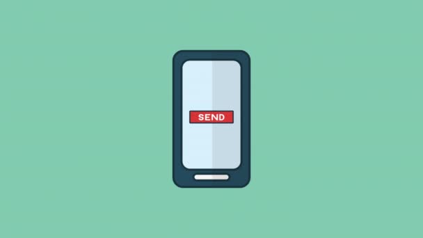 Smartphone-enhet som skickar e-postanimering — Stockvideo
