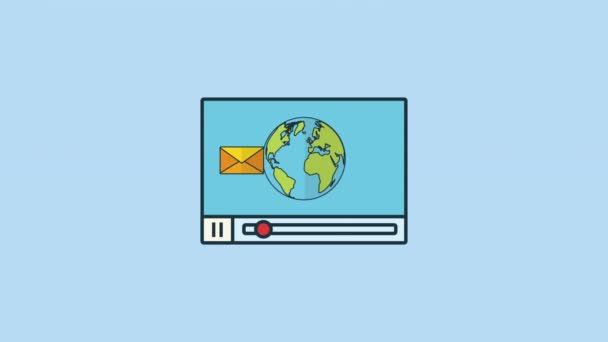 E-mail marketingtechnologie met sjabloon en planeet — Stockvideo