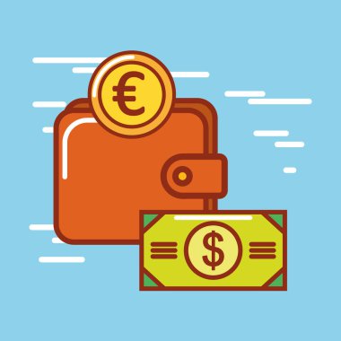 Mavi arka plan tasarımı üzerinde para simgesi