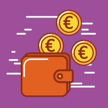 Mor arka plan tasarımı üzerinde para simgesi