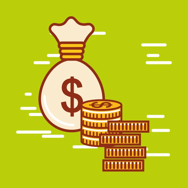 Icono de dinero sobre el diseño de fondo verde — Vector de stock