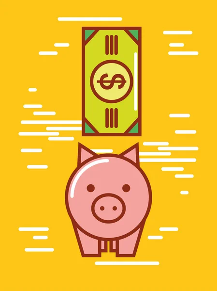 Money icon over yellow background design — Stock Vector