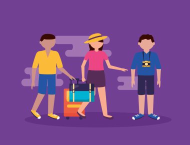 insanlar ve seyahat düz tasarım