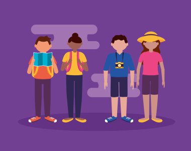 insanlar ve seyahat düz tasarım