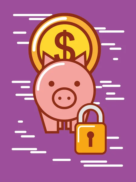 Money icon over purple background design — Stock Vector