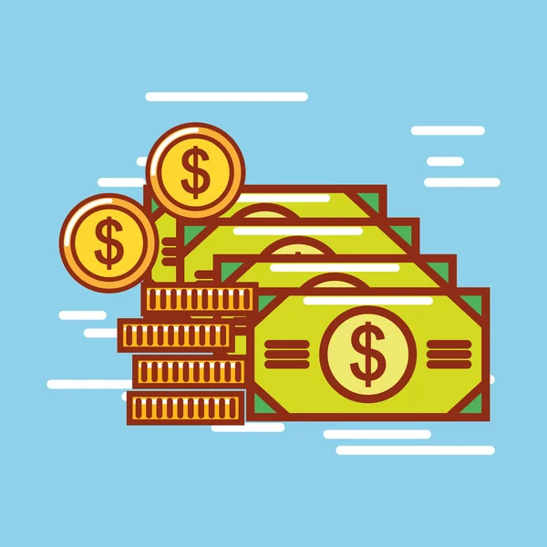 Icono de dinero sobre el diseño de fondo azul — Vector de stock