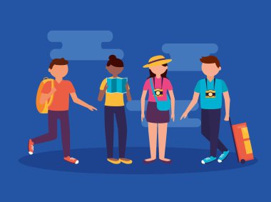 insanlar ve seyahat düz tasarım