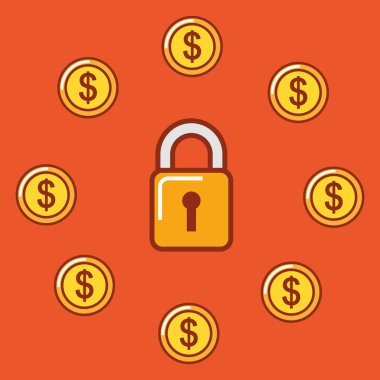 Kırmızı arka plan tasarımı üzerinde para simgesi