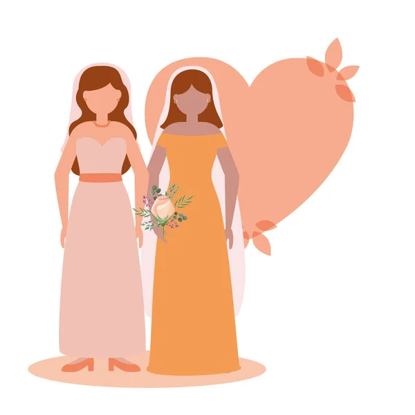 Lesbian wedding couple vector design — Stock Vector