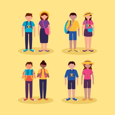 insanlar ve seyahat düz tasarım