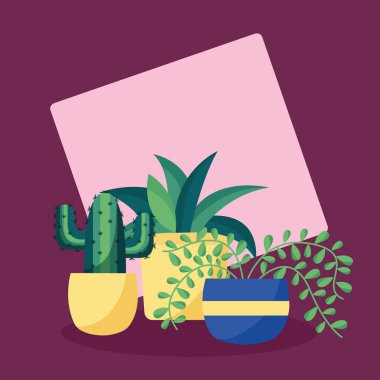 Dekoratif bitkiler düz görüntü tasarımı