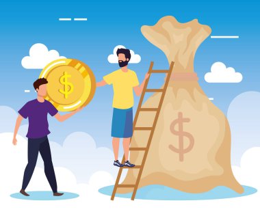 sikke ve çanta nakit para ile işadamları