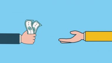 Eller ekonomi animasyonu ile faturalar ve paralar dolar