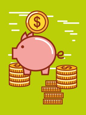 Yeşil arka plan tasarımı üzerinde para simgesi