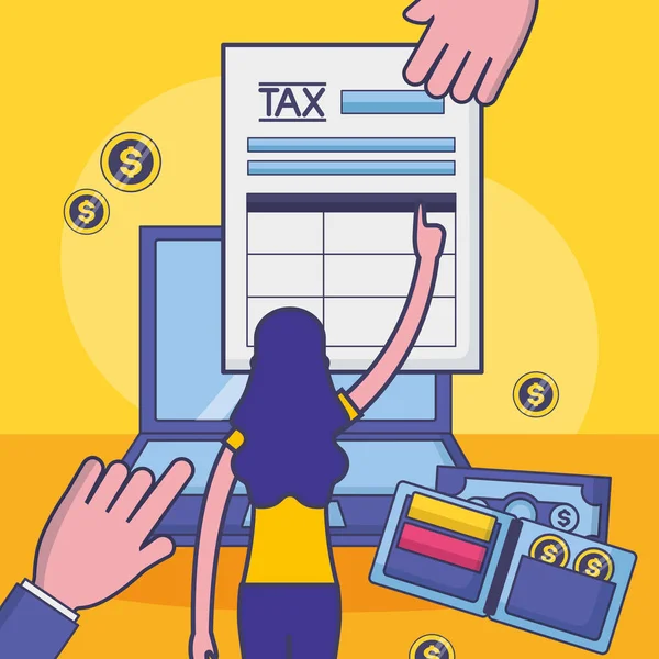 Avatar woman with tax vector design — Stock Vector