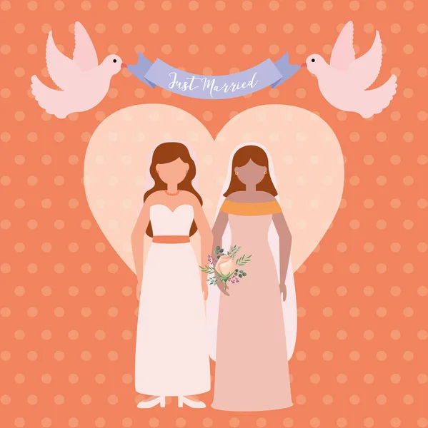 Lesbienne mariage couple vecteur conception — Image vectorielle