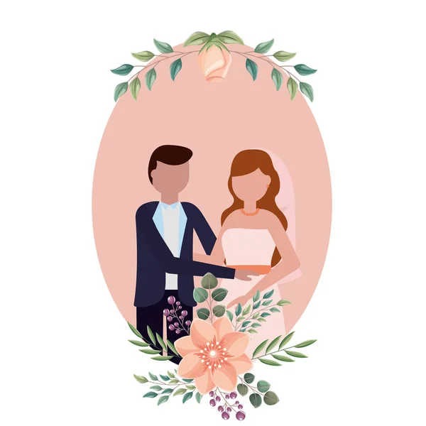 Pareja de novia y novio avatar diseño — Archivo Imágenes Vectoriales